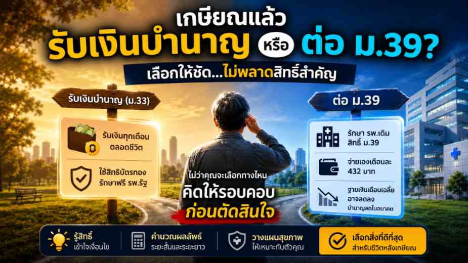วางแผนเกษียณอย่างรอบคอบ: เปรียบเทียบสิทธิ์ "เงินบำนาญชราภาพ ม.33" หรือ "การส่งต่อ ม.39" แบบไหนที่เหมาะกับคุณ?